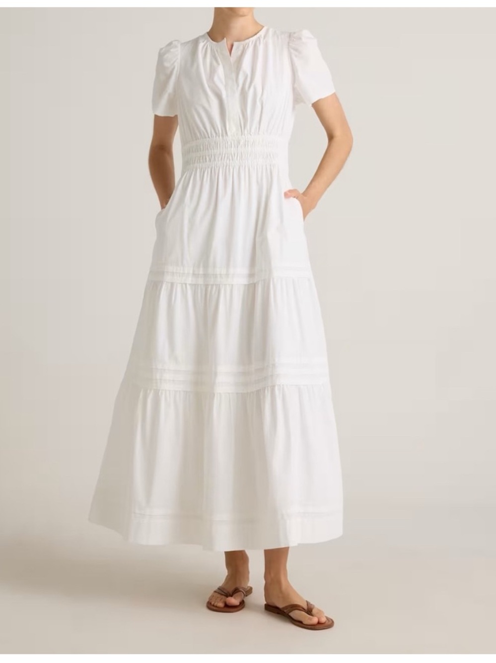 NWT Quince Organic Cotton Poplin tiered white maxi dress - Picture 1 of 5
